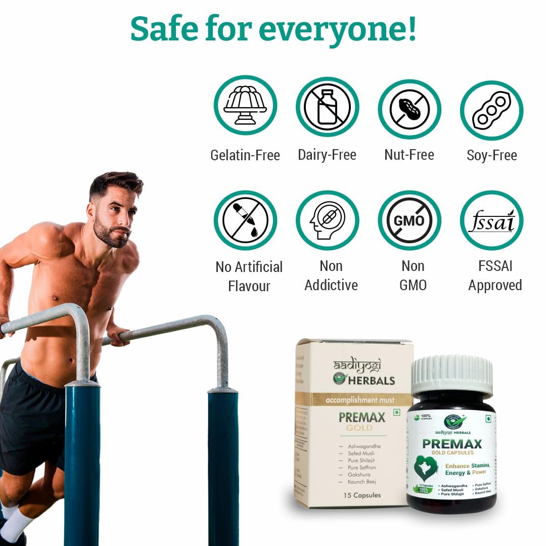 Aadiyogi Herbals Premax Gold 15 - Comprehensive Support for Men's Health