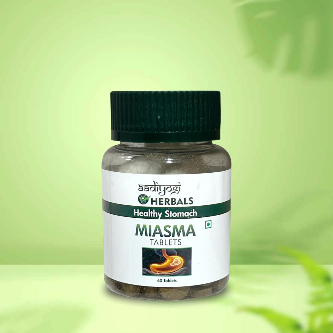 Aadiyogi Herbals Miasma Tablets for Digestion Support, Gas Relief, Acidity Control, Reduces Gastritis, Stomach Pain, Bloating & Acid Reflux – 60 Herbal Tablets