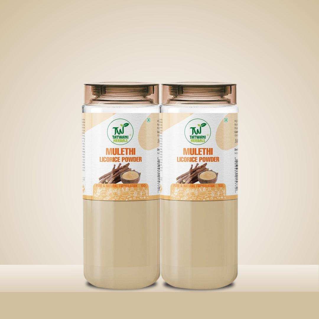 TATWANI HERBALS Mulethi Root Powder 100g Ayurvedic Support for Skin Health | Licorice Root For Health, Skin and Hair Care | Natural | Edible (Pack of 2)